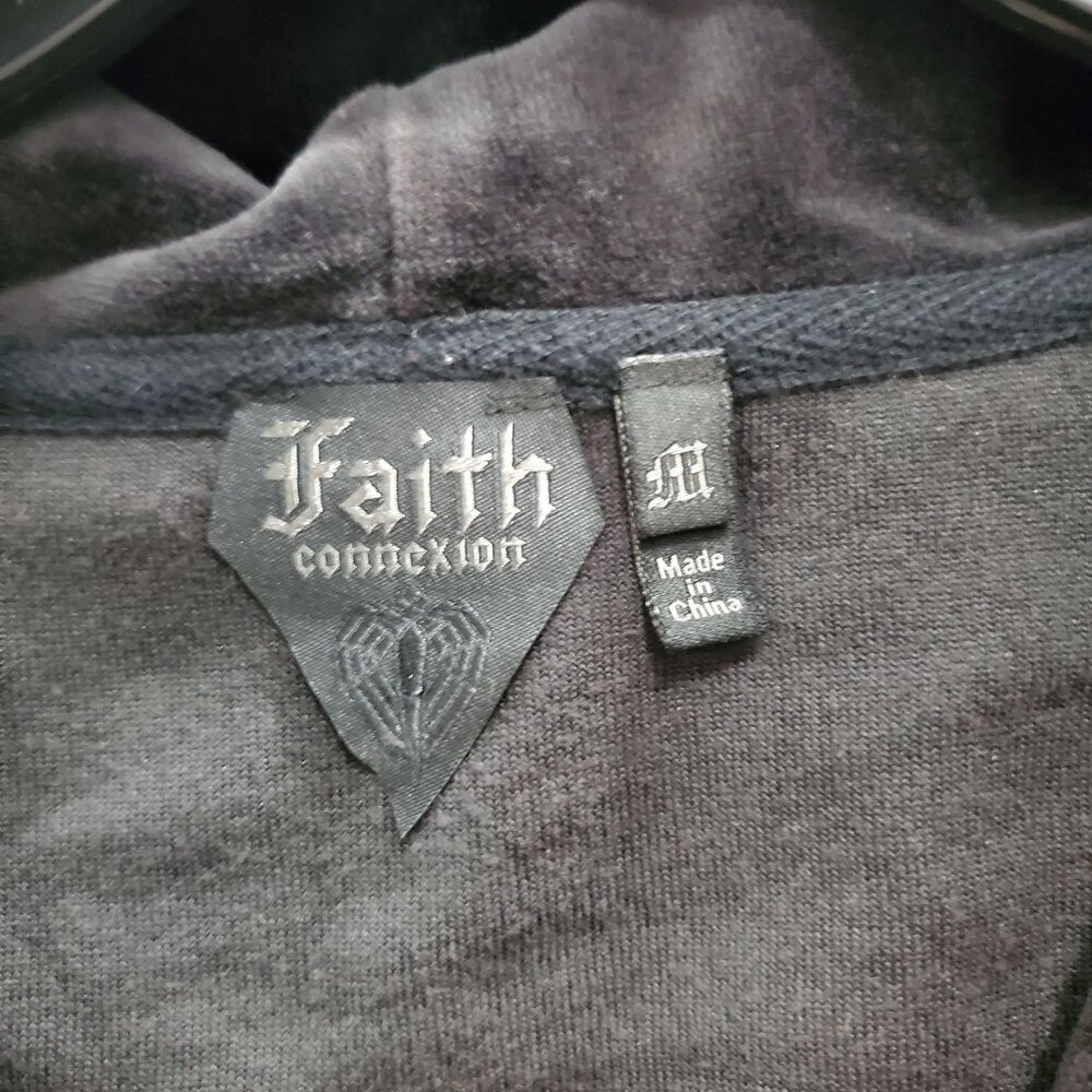 Faith Connexion Women's Black Velvet Embellished‎ Wing LS Zip Front Hoodie Sz M - Picture 4 of 10